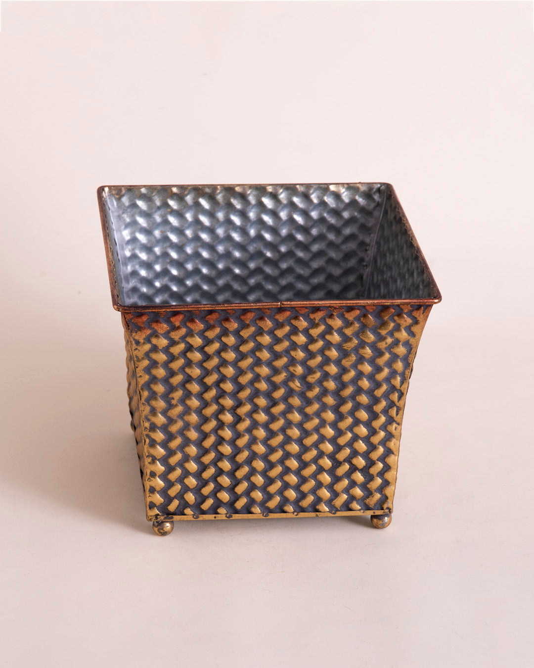 Antique Wicker Metal Planter - Set Of 3