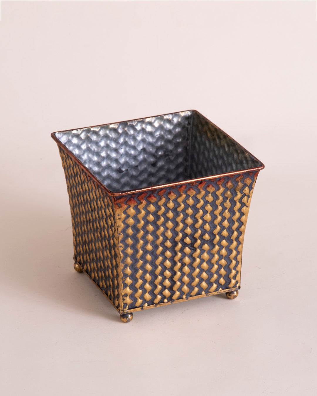 Antique Wicker Metal Planter - Set Of 3