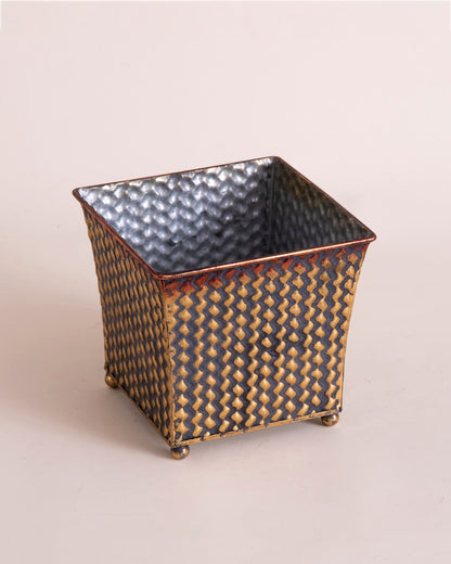 Antique Wicker Metal Planter - Set Of 3