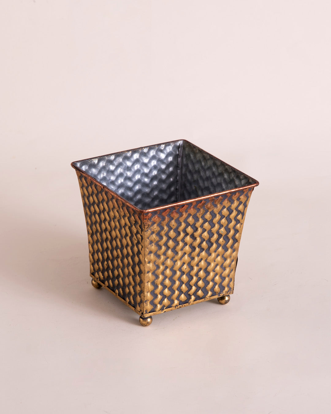 Antique Wicker Metal Planter - Set Of 3