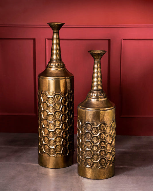 Golden Honeycomb Tall Planter - 119 cm