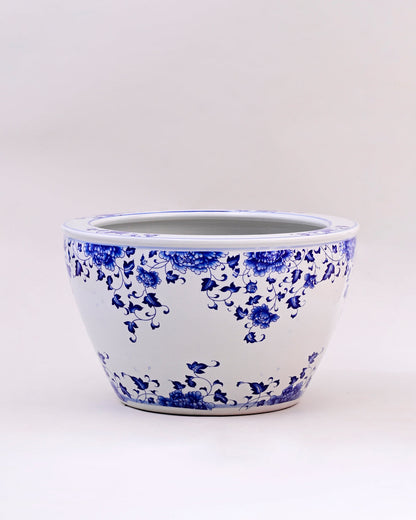 Blue & White Azure Bloom Planter