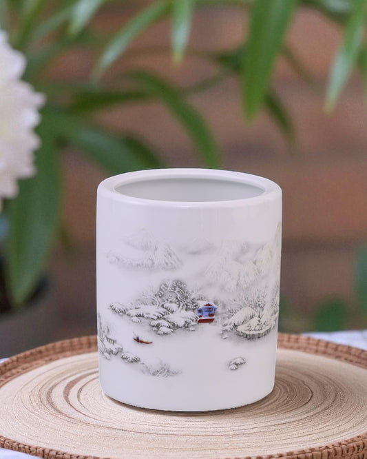 Winter Serenity Ceramic Planter