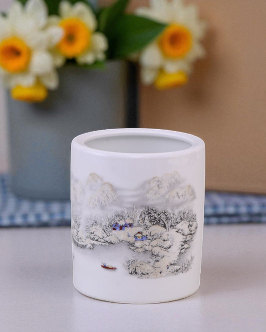 Winter Serenity Ceramic Planter