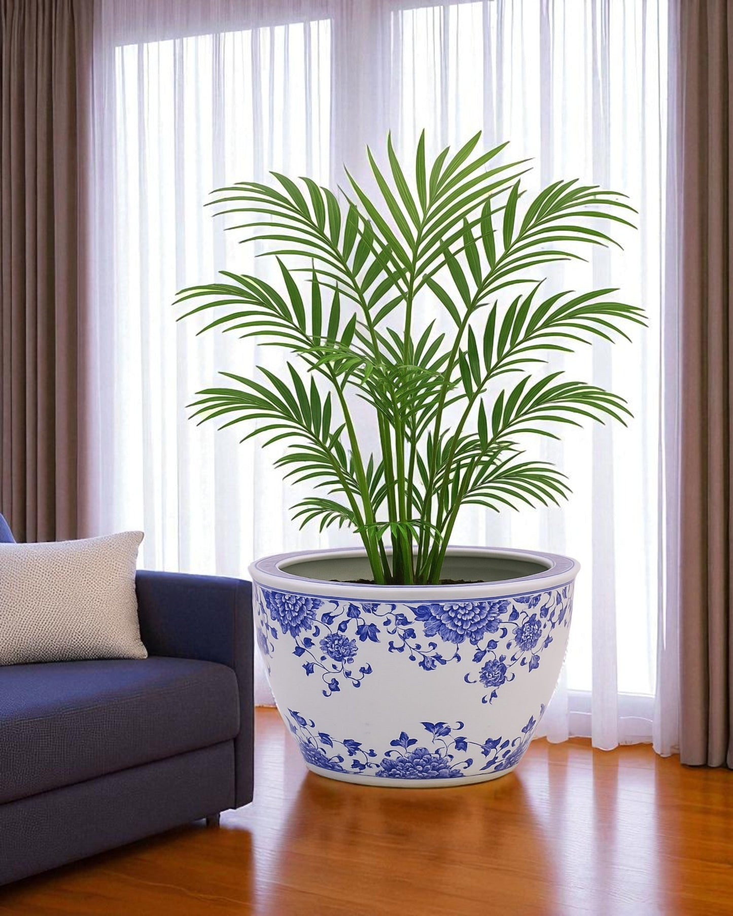 Blue & White Azure Bloom Planter